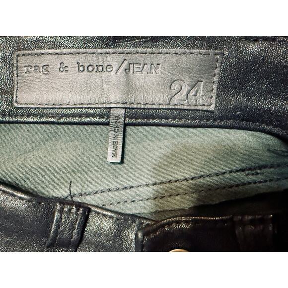 rag & bone / JEAN Washed Black Lamb Leather Skinny Pants – Size 24 - Picture 3 of 8